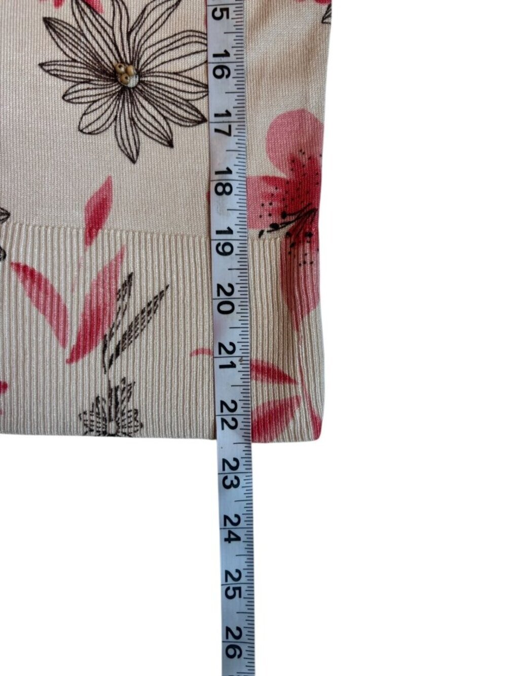 R.Q.T. Women's Tan Floral Casual Light Sweater - Picture 6 of 6